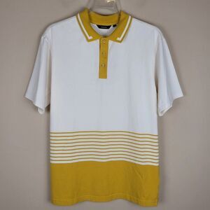 Radmor Golf Size L NWOT Taylor Ombre Polo Shirt Short Sleeve Retro White Yellow